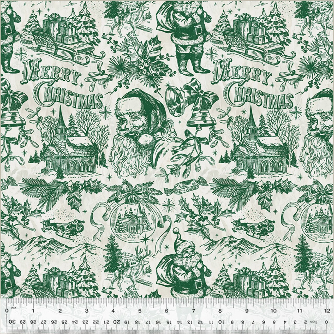 Santa Toile in Green (54489-2) | Jolly Christmas | Whistler Studios | Windham